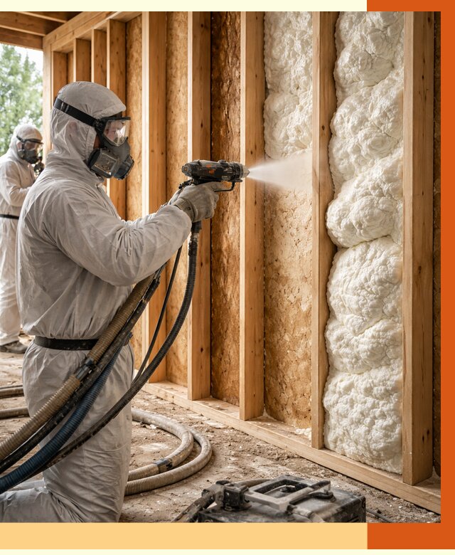 Утепление каркасного дома ППУ в прохладном от 3033 руб./м2 — работа под ключ | ТепломастерПрх