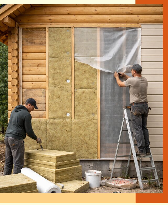 Утепление дома из бруса в прохладном от 4062 руб./м2 — работы под ключ | ТепломастерПрх