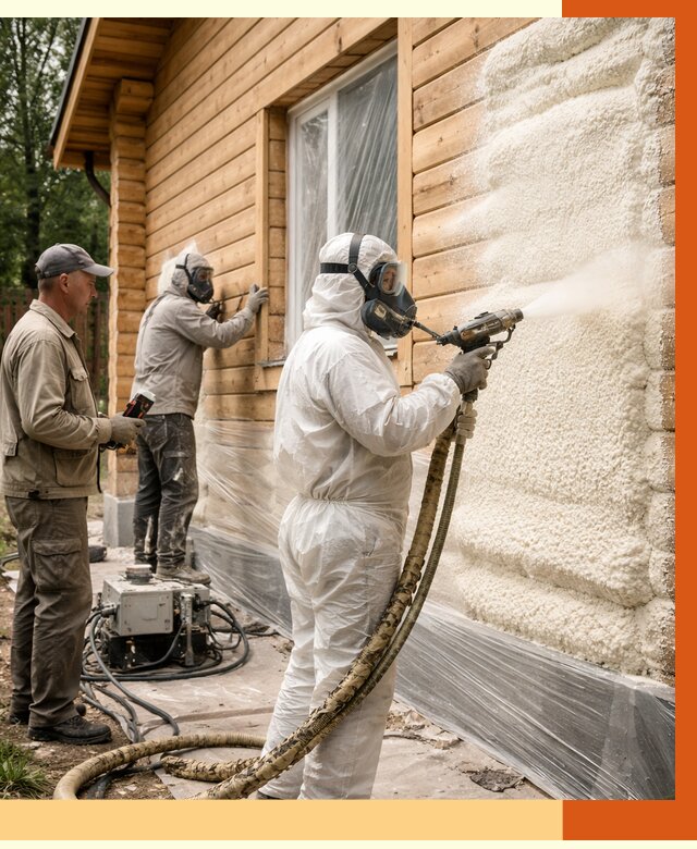 Утепление дома из бруса ППУ в прохладном от 4171 руб/м2 под ключ | ТепломастерПрх