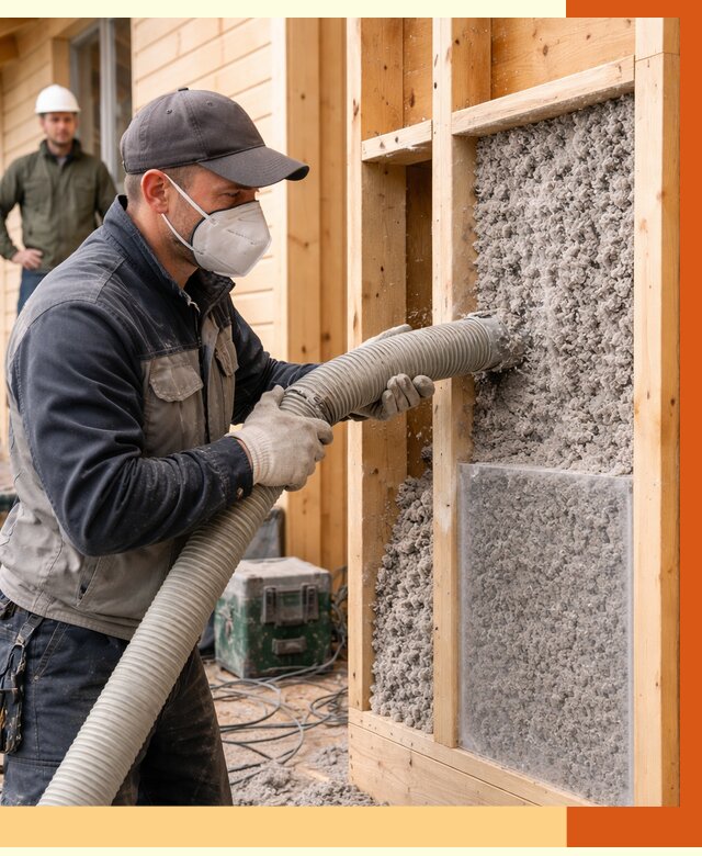 Утепление дома из бруса эковатой в прохладном от 2004 руб/м2 | ТепломастерПрх