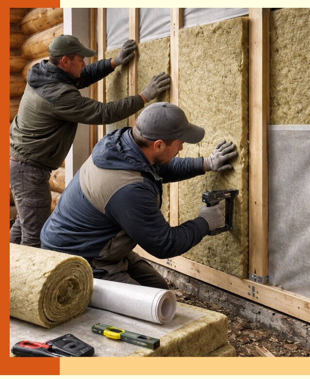 Утепление бревенчатого дома под ключ в прохладном