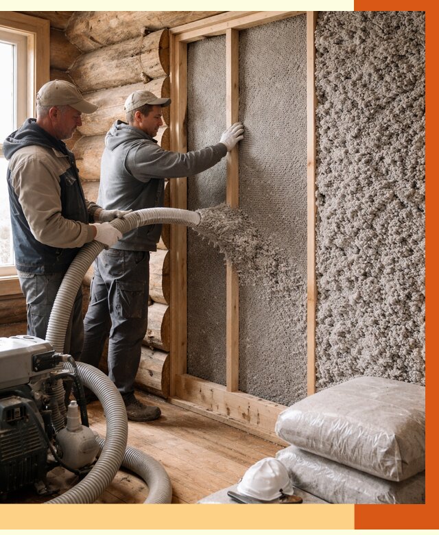 Утепление бревенчатого дома эковатой в прохладном от 2979 руб. | ТепломастерПрх