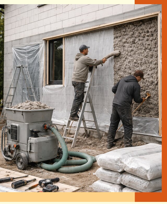 Утепление дома из газобетона эковатой в прохладном от 4875 руб./м2 | ТепломастерПрх