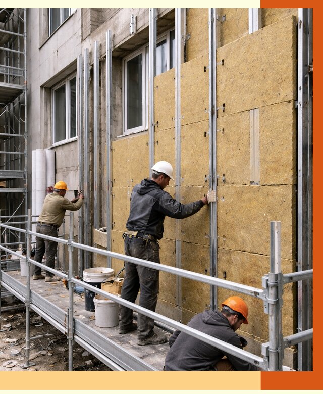 Утепление вентилируемого фасада в прохладном от 6066 руб/м2 — монтаж и утепление вентфасад | ТепломастерПрх