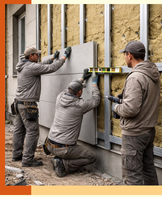 Утепление вентилируемого фасада под ключ в прохладном