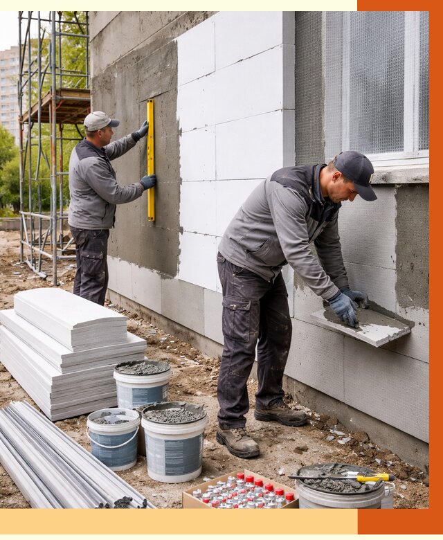 Утепление фасада и стен снаружи в прохладном от 4550 руб. | ТепломастерПрх