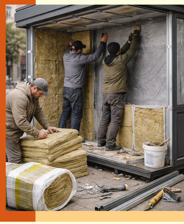 Утепление павильона шаурмы под ключ в прохладном