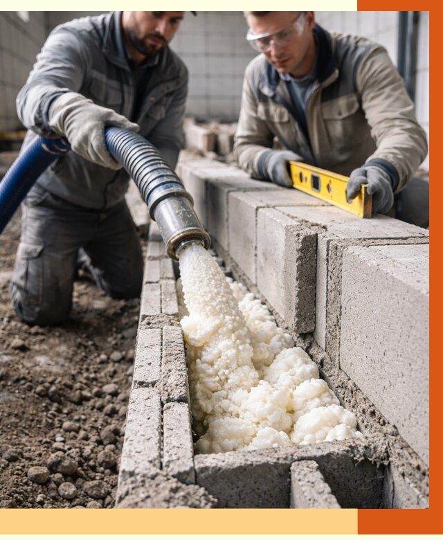 Заполнение колодцевой кладки ППУ в прохладном от 4550 руб. за м2 | ТепломастерПрх