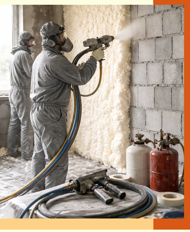 Утепление блочной стены ППУ в прохладном от 4604 руб./м² — ТепломастерПрх