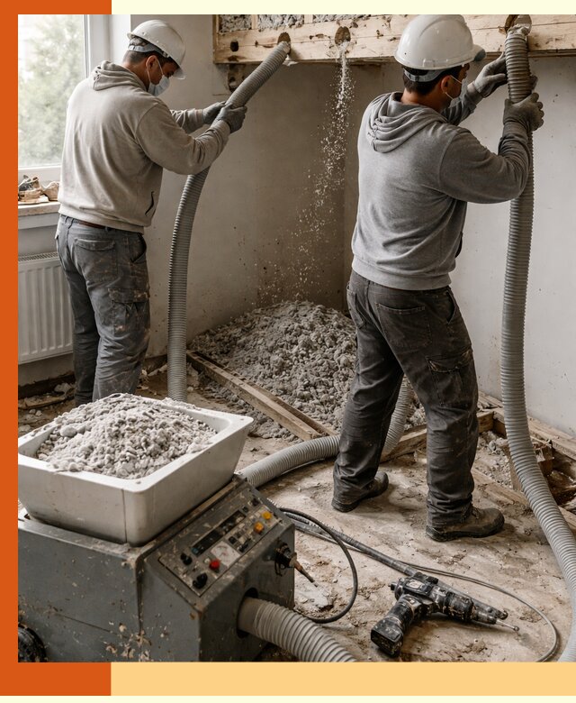 Заполнение пустот перекрытий пеной и наполнителями в прохладном