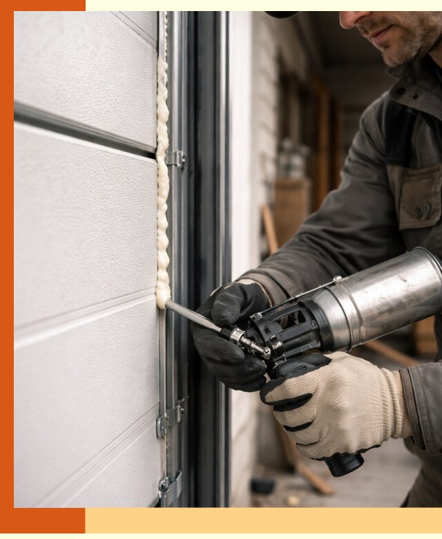 Заполнение пустот ворот в прохладном профессионально и герметично