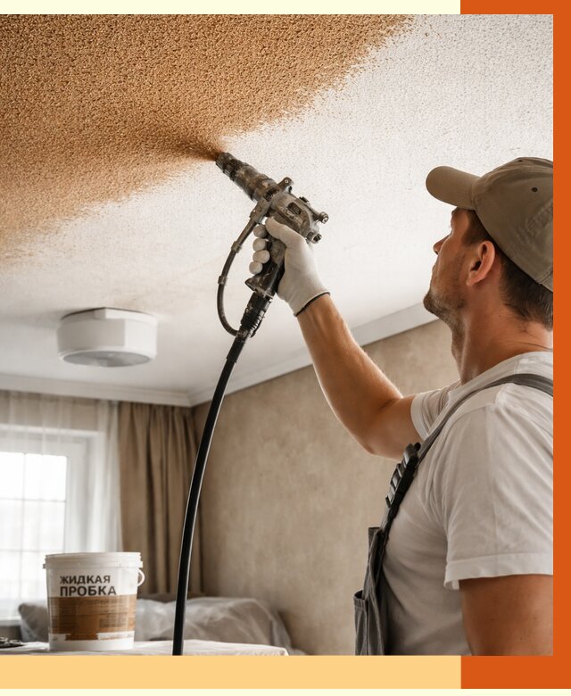 Утепление потолка жидкой пробкой в прохладном от 3792 руб. | ТепломастерПрх