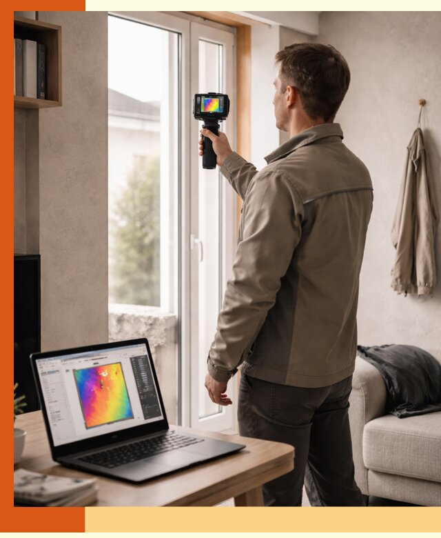 Тепловизионное обследование квартиры в прохладном для поиска утечек тепла