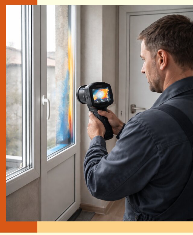 Тепловизионное обследование окон и дверей в прохладном